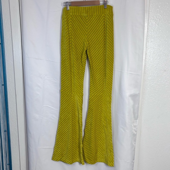Free People Velvet Flare Pants Warm Olives XS NWT - Picture 4 of 4